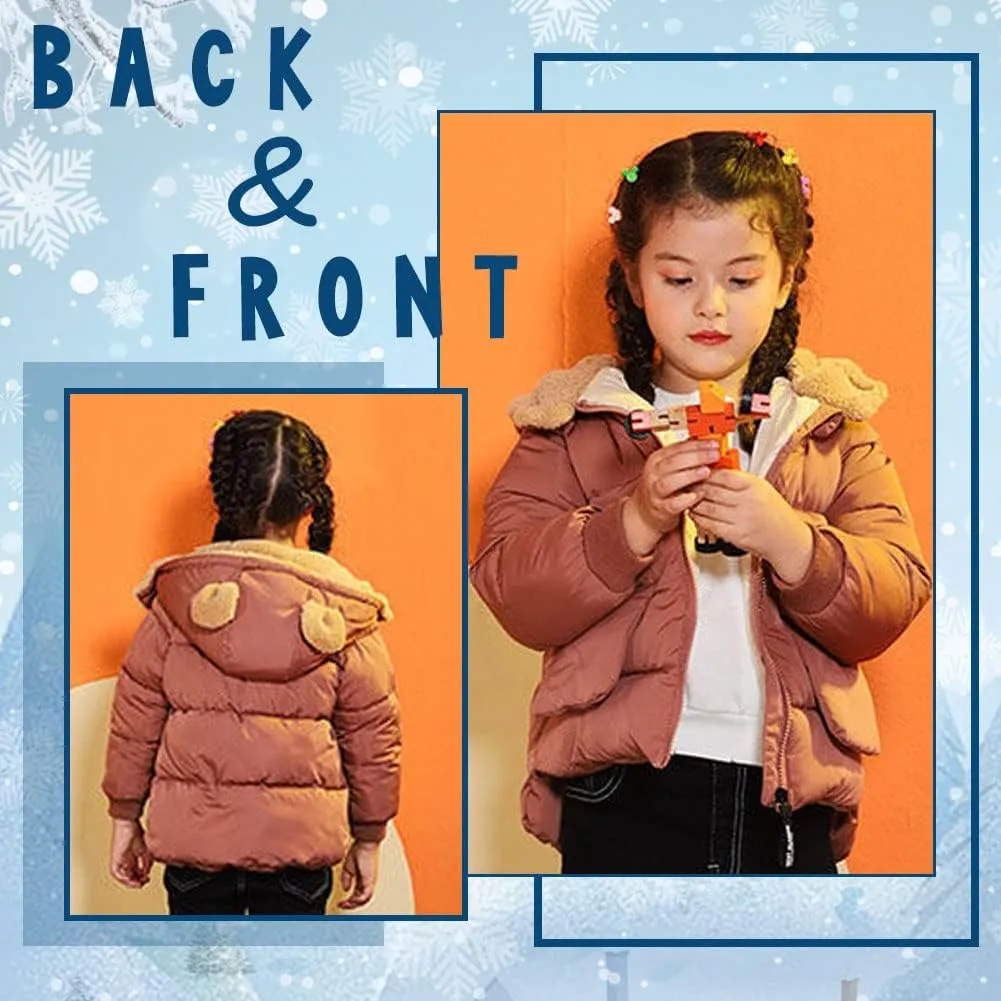 XIFAMNIY Baby Kids Winter Coat Puffer Down Jacket Windproof Light Winter Jacket Hooded Outwear 2-6T