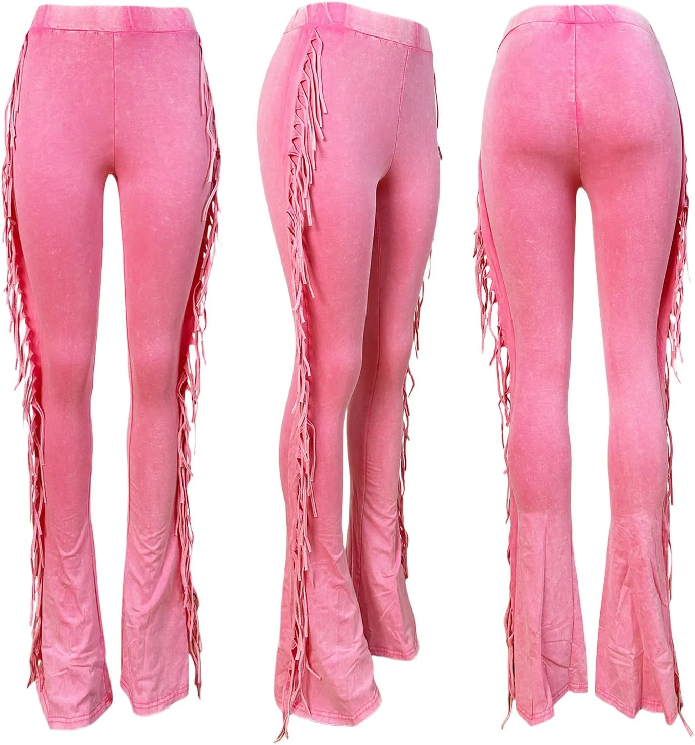XZLUFNY Flare Leggings for Women High Waisted Bootcut Tassel Pants Fringe Trouser