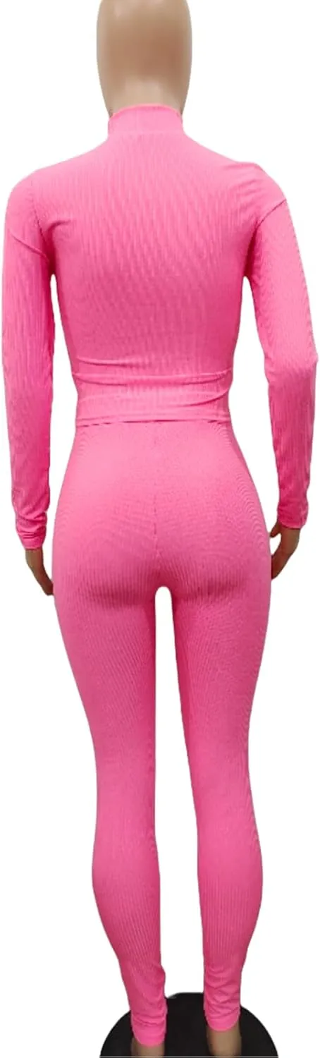 XZLUFNY Women's 2 Piece Outfits Love Heart Hot Diamond Hollow Ribbed Top Skinny Pencil Pant Set Tracksuits