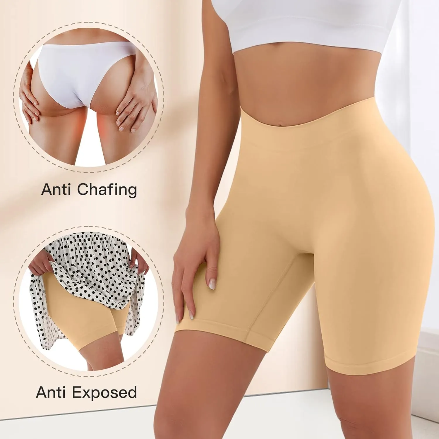 YADIFEN 3 Pack Slip Shorts for Under Dresses Seamless Anti Chafing Underwear Shaping Boyshort Smooth Panties for Women