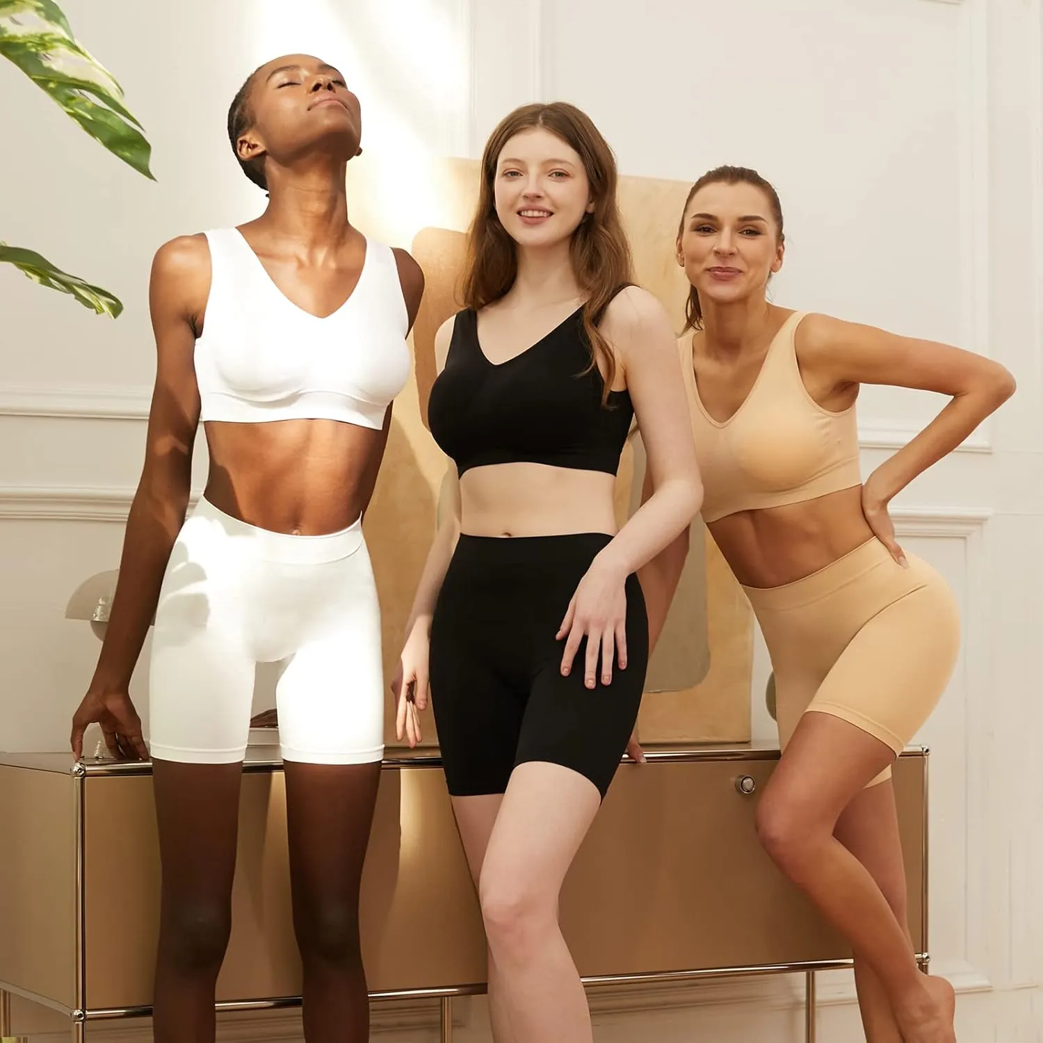 YADIFEN 3 Pack Slip Shorts for Under Dresses Seamless Anti Chafing Underwear Shaping Boyshort Smooth Panties for Women
