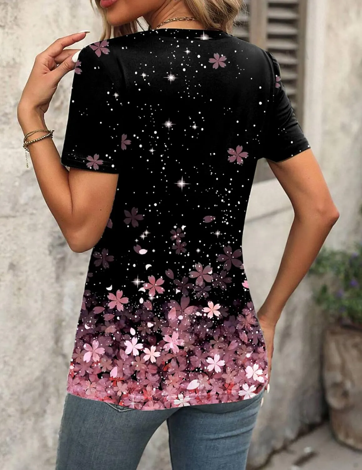 Zeagoo Short Sleeve Shirts Dressy Tops with Pleats