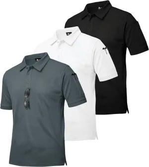 ZITY 3 Pack Tactical Polo Shirts for Men Golf Shirts Short Sleeve Sports Pocket Polo Summer Casual Shirt