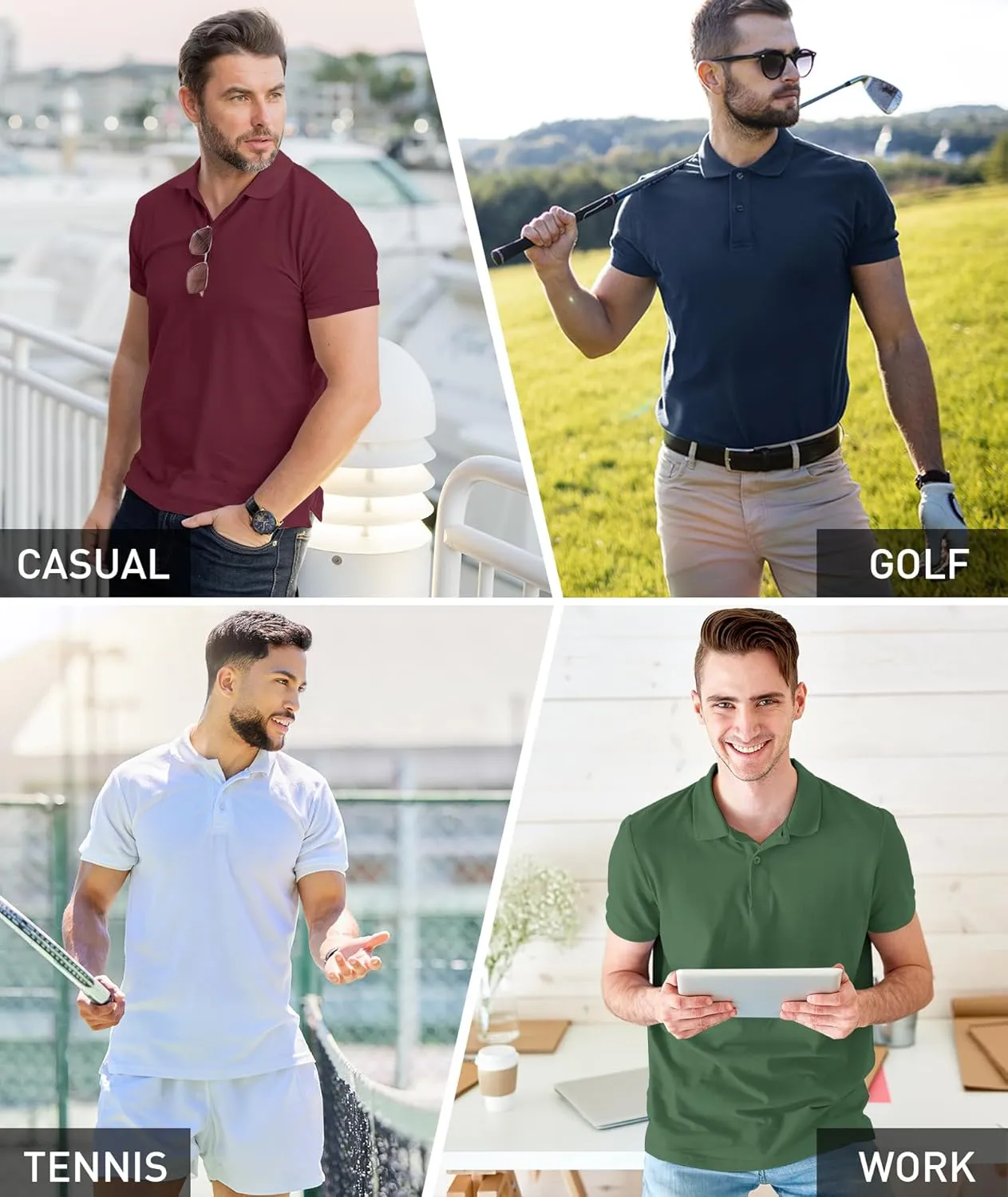 ZITY 3 Pack Tactical Polo Shirts for Men Golf Shirts Short Sleeve Sports Pocket Polo Summer Casual Shirt