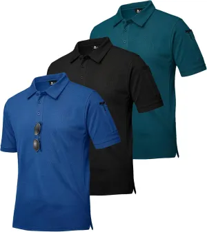 ZITY 3 Pack Tactical Polo Shirts for Men Golf Shirts Short Sleeve Sports Pocket Polo Summer Casual Shirt
