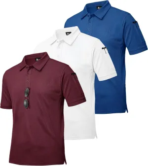 ZITY 3 Pack Tactical Polo Shirts for Men Golf Shirts Short Sleeve Sports Pocket Polo Summer Casual Shirt