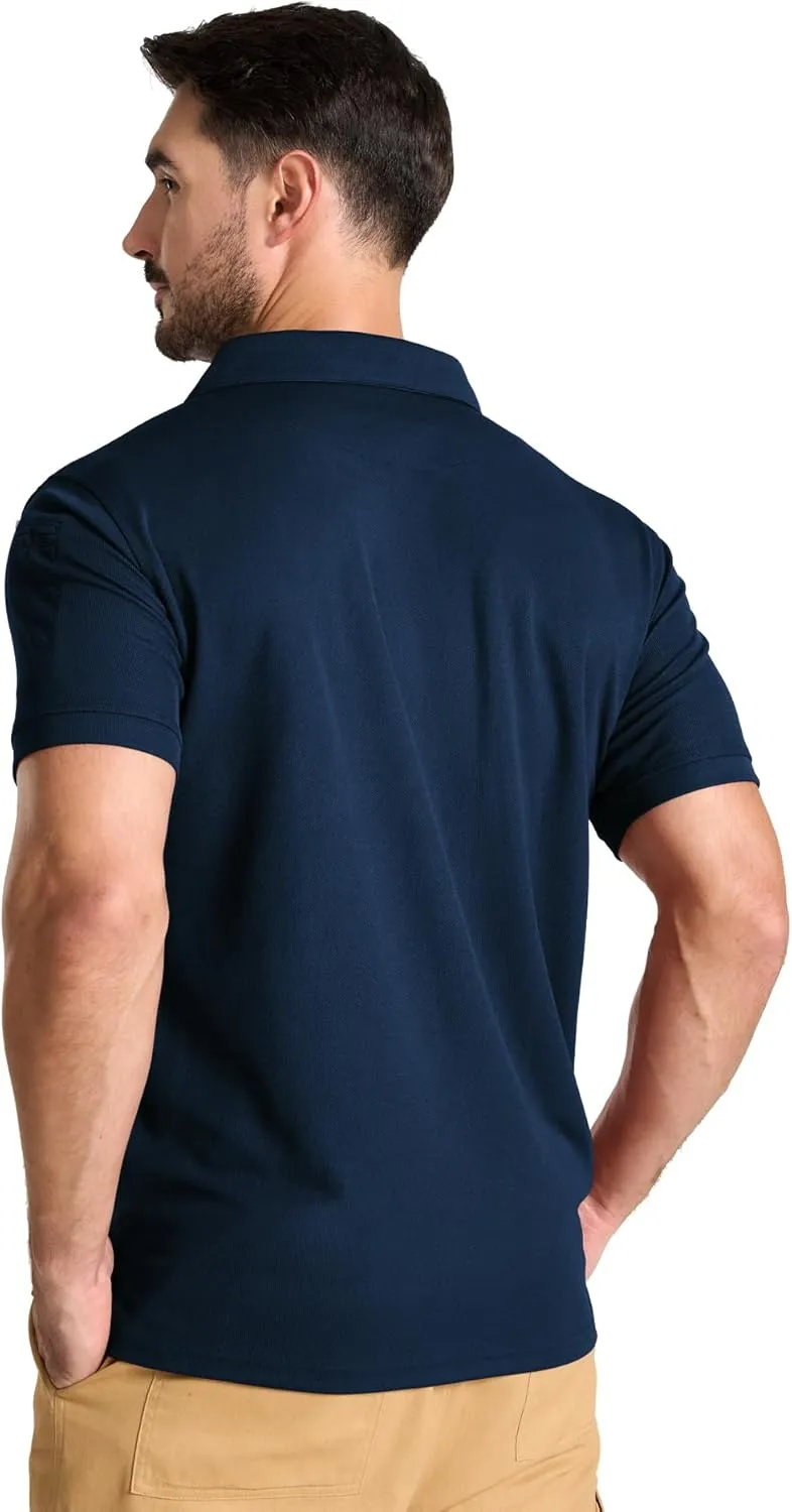 ZITY 3 Pack Tactical Polo Shirts for Men Golf Shirts Short Sleeve Sports Pocket Polo Summer Casual Shirt