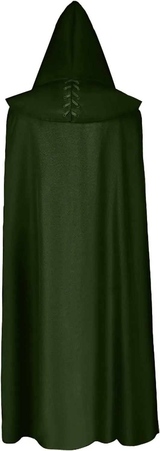 ZYXTIM 2 Pieces Set Mens Vintage Gothic Hooded Cape Robe Cloak Plus Size Mediveral Wizard Halloween Cosplay Costume